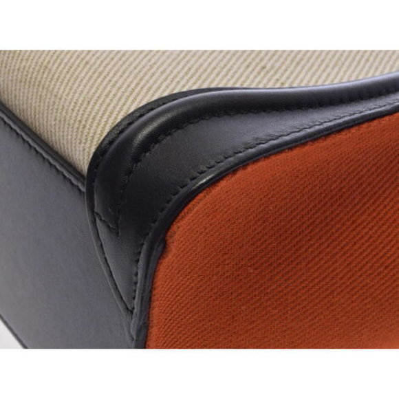 Celine Luggage Nano Shopper Beige Orange Black Strap - Picture 7 of 12